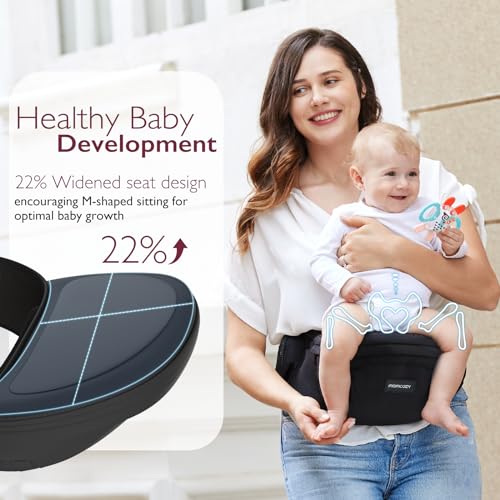 Momcozy Hip Seat Baby Carrier - Ergonomic Carrier with Original 3D Belly Protector (Black, Medium)  
Momcozy Hip Seat Ba